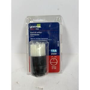 Leviton 15 Amp 250-Volt NEMA 6-15R Straight Blade Connector, Black and White